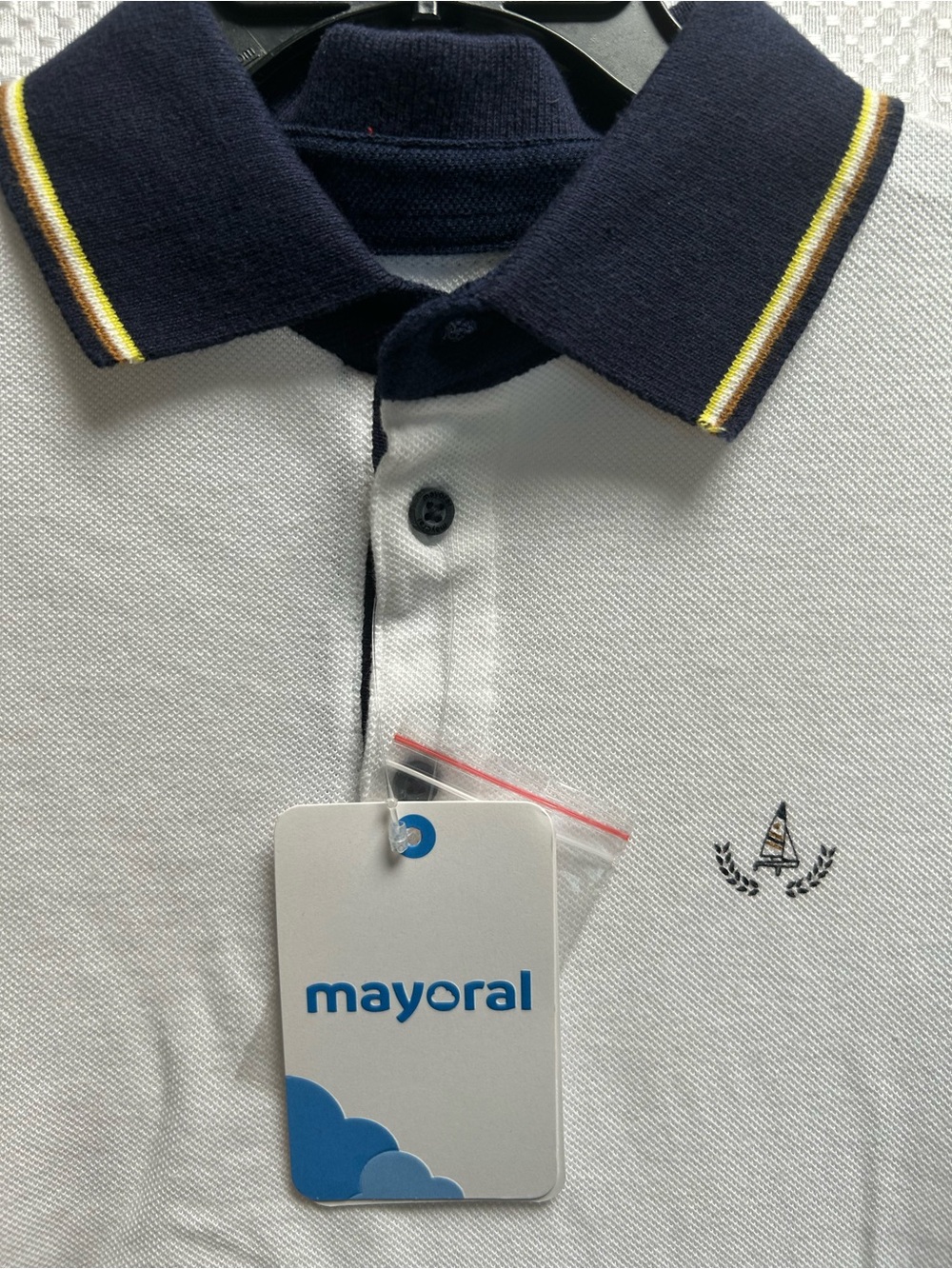 Mayoral Set w White Polo w Navy & Yellow Trim & Navy Sailboat shorts. NWT Size 5 - Picture 6 of 8